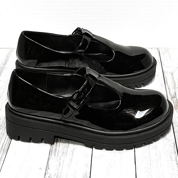 Black Patent Leather Women's Loafers - Picture 1 of 4